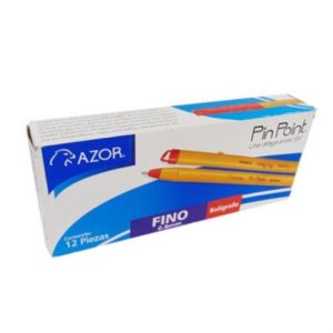 bolígrafo azor pin point fino 0.7mm rojo caja c/12
