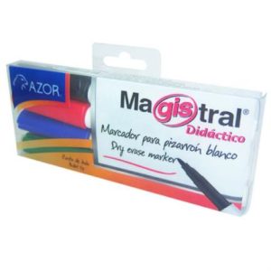 marcador pizarrón magistral didáctico punta fina colores surtidos c/4