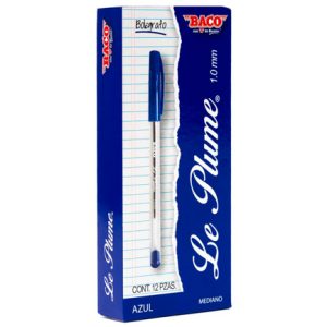 boligrafo baco le plume 1.0mm azul caja c/12