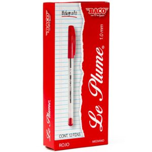 boligrafo baco le plume 1.0mm rojo caja c/12
