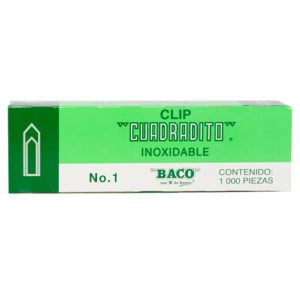 clip baco cuadradito #1 niquelado paquete c/10 cajas c/100 clips c/u