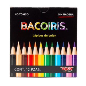 colores baco bacoiris cortos caja c/12 pzas