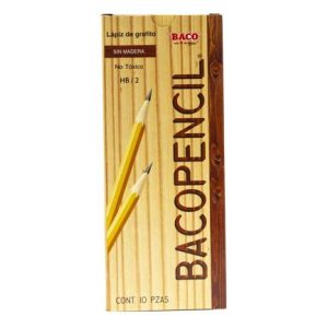 lápiz baco pencil hb/2 amarillo c/10 pzas