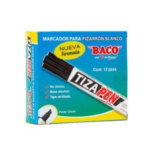 marcador baco tizapen barril metálico color negro c/12 pzas