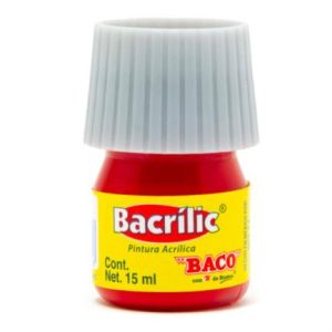 pintura baco bracrílic acrílica 15ml color rojo bermellón c/10 pzas