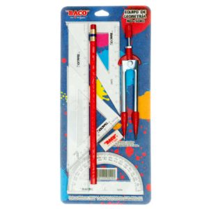 equipo geometría baco nd 5010 chico c 106 con regla de 20 cm