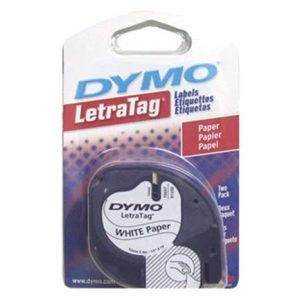 cinta etiquetadora dymo letratag negro sobre blanco papel c/2