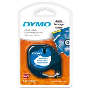 cinta etiquetadora dymo letratag negro sobre blanco plastico