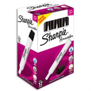 marcador acuacolor sharpie base agua color negro c/12 pzas