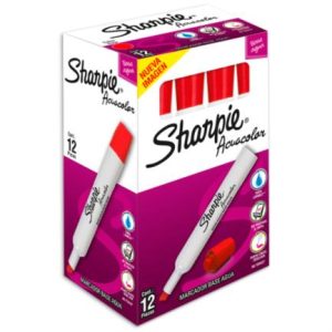 marcador acuacolor sharpie base agua color rojo c/12 pzas