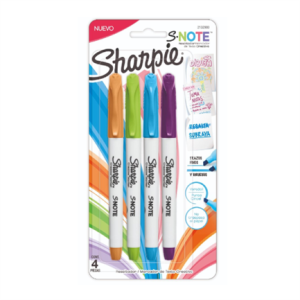 marcador sharpie snote resaltador blister colores surtidos c/4 pzas