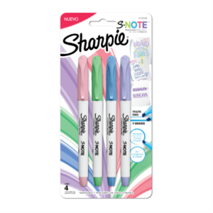 marcador sharpie snote resaltador blister colores pastel surtidos c/4 pzas