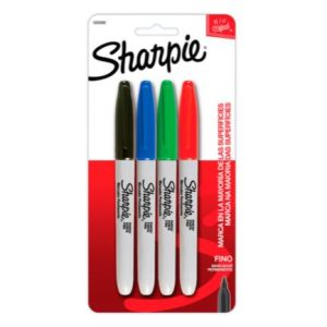 marcador permanente sharpie fino colores surtidos c/4 pzas
