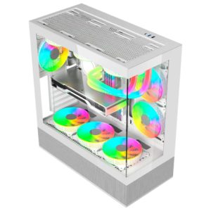 gabinete gamer balam rush media torre tank super 9200 tb max mb atx usb c 3.1/xusb 3.0/usb 2.0 argb blanco