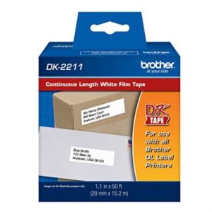 cinta etiquetadora brother dk2211 papel plástico negro sobre blanco longitud continua 29mmx15.2 m