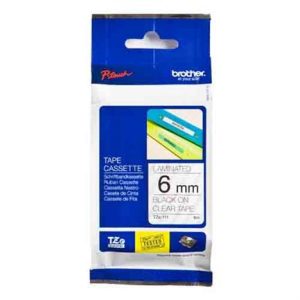cinta brother tze111 laminada negro sobre transparente 6mmx8m p touch
