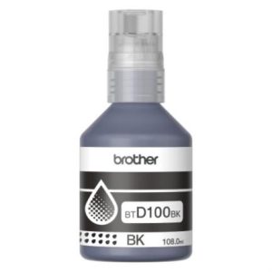 botella de tinta brother de color negro de ultra alto rendimiento btd100bk de la serie inkbenefit tank imprime hasta 7500 paginas
