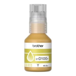 botella de tinta brother de color amarillo de ultra alto rendimiento btd100y de la serie inkbenefit tank imprime hasta 5000 paginas
