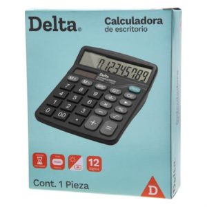 calculadora barrilito delta escritorio 12 dígitos 13.2x11 cm batería de botón