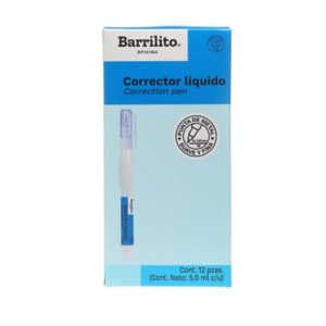 corrector líquido barrilito bolígrafo 5ml caja c/12 pzas