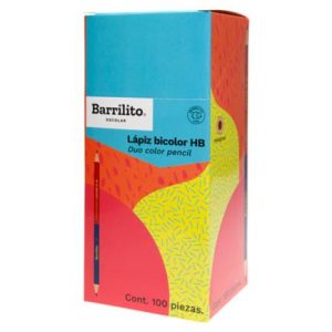 lápiz bicolor barrilito hb hexagonal caja c/100 pzas