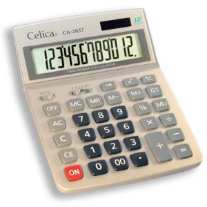calculadora celica mega esc 12 digitos cubierta metalica