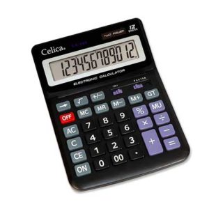 calculadora celica mega escritorio 12 digitos bat/sol