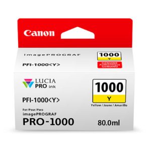 tinta canon pfi 1000r y lucia pro ink tank 80ml color amarillo