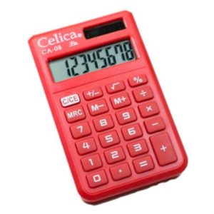 calculadora celica básica ca 08 bolsillo 8 dígitos color rojo