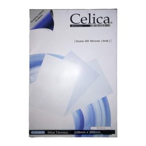 mica térmica celica tamaño carta 229x292mm 8 milésimas o 200 micrones paquete c/50 pzas
