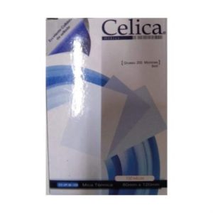 mica térmica celica tamaño oficio legal 229x368mm 8 milesimas o 200 micrones paquete c/50 pzas