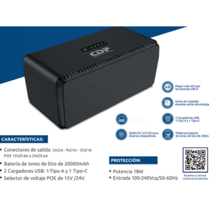fuente de alimentacion cdp con salida universal y capacidad de 18 watts