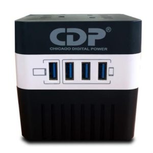 regulador de voltaje cdp ru avr604 600va/300w indicadores led de funcionamiento 4 contactos nema 5 15r y 4 puertos usb
