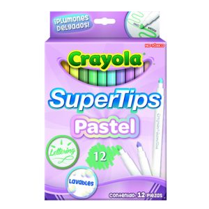 plumones crayola supertips pastel con 12 piezas