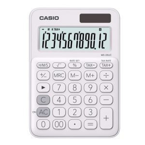 calculadora de escritorio casio ms 20uc de 12 digitos blanca calculo de impuestos y de tiempo doble alimentacion