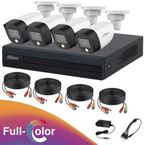 kit de 4 canales dahua full color de 2 mp incluye 4 cam hfw1209cn led/dvr cooper i con ia accesorios incluidos