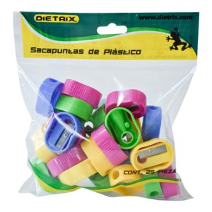 sacapuntas dietrix plastico ovalado un orificio colores surtidos bolsa c/25