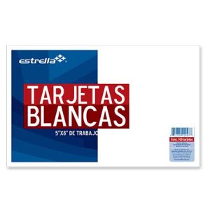 tarjeta estrella trabajo 5x8 blanca c/100