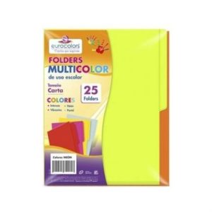 folder eurocolors multicolor arcoíris neón c/25 pzas