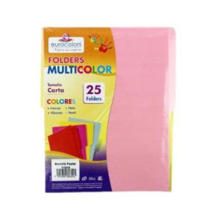 folder eurocolors multicolor arcoíris pastel c/25 pzas