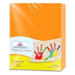 papel cortado eurocolors carta naranja vibrante c/100
