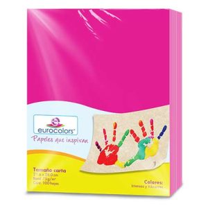 papel cortado eurocolors carta rosa c/100