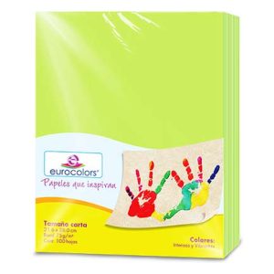 papel cortado eurocolors carta verde c/100