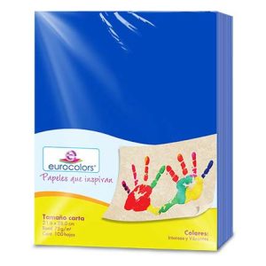 papel cortado eurocolors carta azul c/100