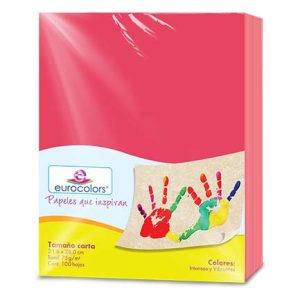 papel cortado eurocolors carta rojo c/100