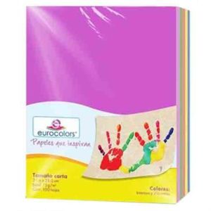 papel cortado eurocolors carta arcoiris pastel c/100