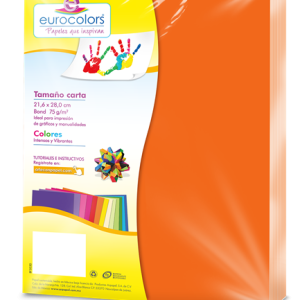 papel cortado eurocolors carta naranja zanahoria c/100