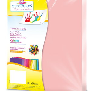 papel cortado eurocolors carta rosa pastel c/100