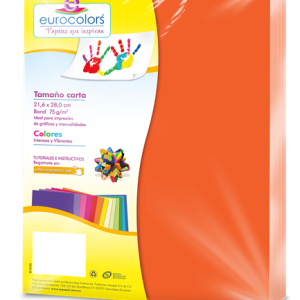papel cortado eurocolors carta naranja neon c/100