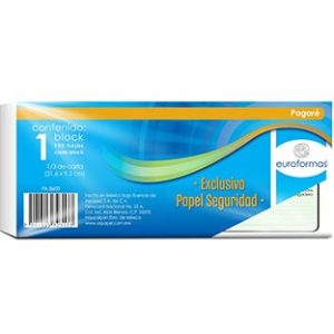 pagare euroformas papel seguridad 21.6x9.3 cms 100h